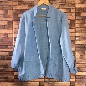 Vintage Womens Bon Worth light Blue Polyester 80’s  Large Retro Blazer